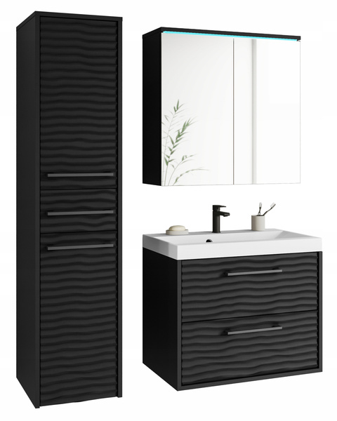 Meble łazienkowe Canada 01 CZARNY GRAFIT FALA MDF