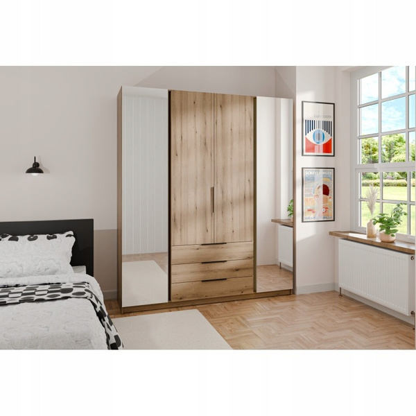 Szafa KAJA 2 LUSTRA 2F 3S Dąb Evoke drzwi szuflady