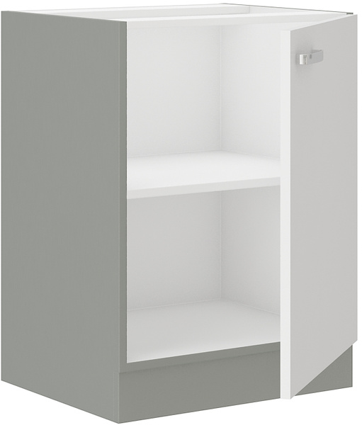 Szafka kuchenna dolna 60 D 1F BB BIAŁY POŁYSK, SZARY PLATYNOWY, Meble Kuchenne BIANCA