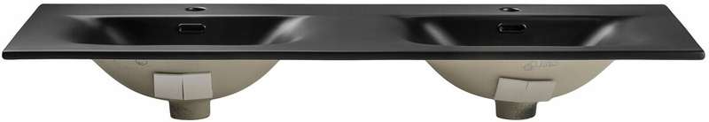 Umywalka meblowa dwukomorowa SKY 120cm Czarny Mat