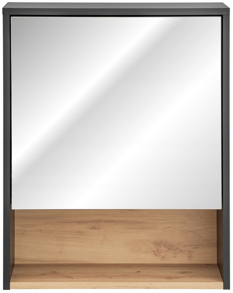 Szafka z lustrem 60cm, Meble łazienkowe BORNEO Szary Kosmos / Dąb Artisan