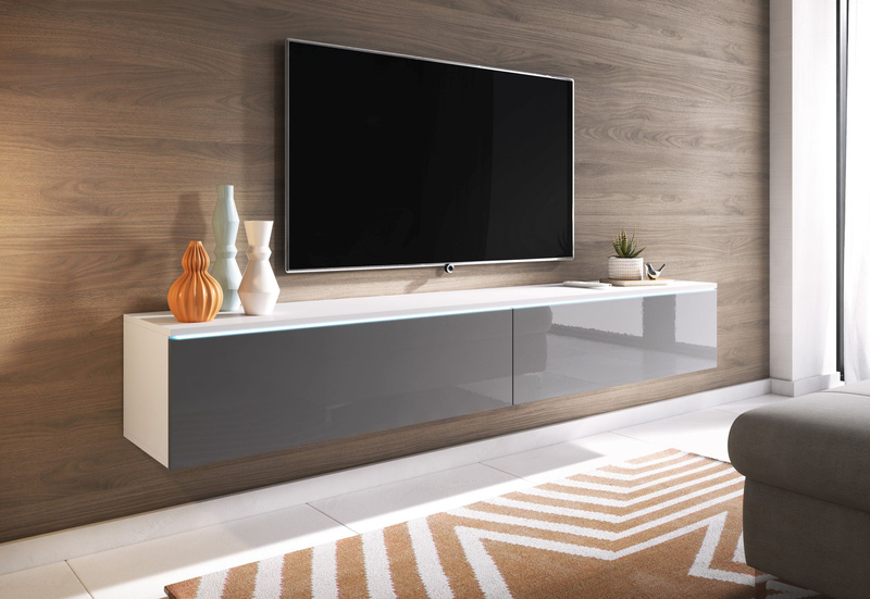 Szafka RTV Lowboard D 180cm BIAŁY / BIAŁY POŁYSK