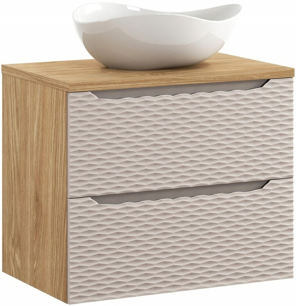 Zestaw meblowy 70cm blat umywalka, Meble łazienkowe OCEAN Beż/Dąb Olejowany