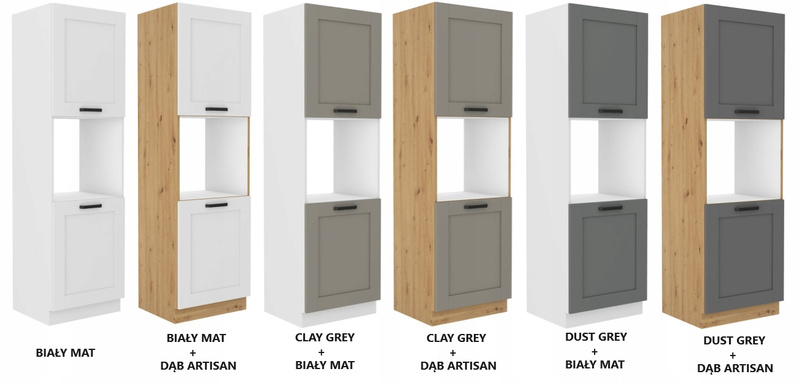 Szafka kuchenna słupek LUNA 60 DP-210 2F CLAY GREY / BIAŁY MAT