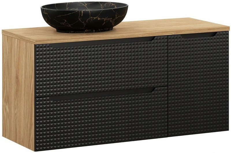 Zestaw meblowy 120cm, Meble łazienkowe LUXOR Dąb Olejowany / Czarny