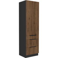 Szafka kuchenna słupek MONZA 60 DKS-210 3S 1F ORZECH OKAPI / CZARNY MAT