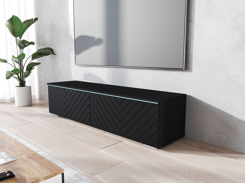Szafka RTV Lowboard D 140cm CZARNY GRAFIT / JODEŁKA MDF