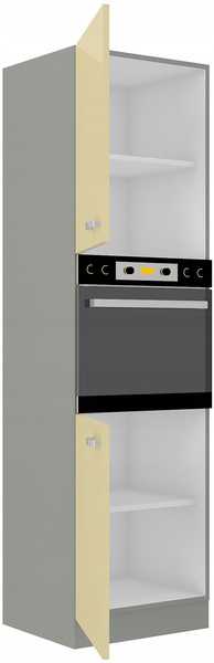 Szafka kuchenna słupek KARMEN 60 DP-210 2F KREM POŁYSK / SZARY PLATYNOWY