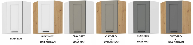 Szafka kuchenna górna narożna LUNA 60x60 GN-90 (45°) 1F DUST GREY/BIAŁY MAT