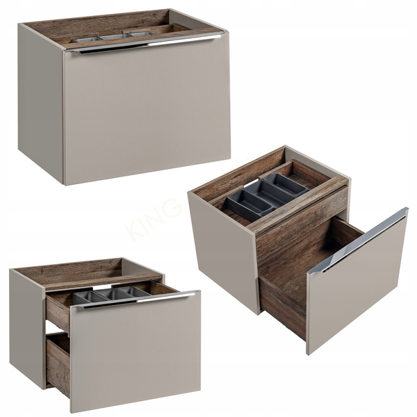 Meble łazienkowe SANTA FE TAUPE 60, Umywalka, Szafka z Lustrem, LED, Taupe