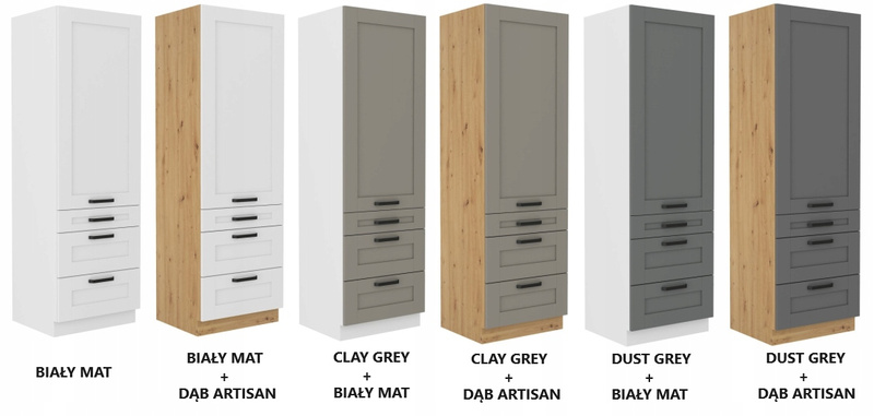 Szafka kuchenna słupek LUNA 60 DKS-210 3S 1F CLAY GREY / DĄB ARTISAN