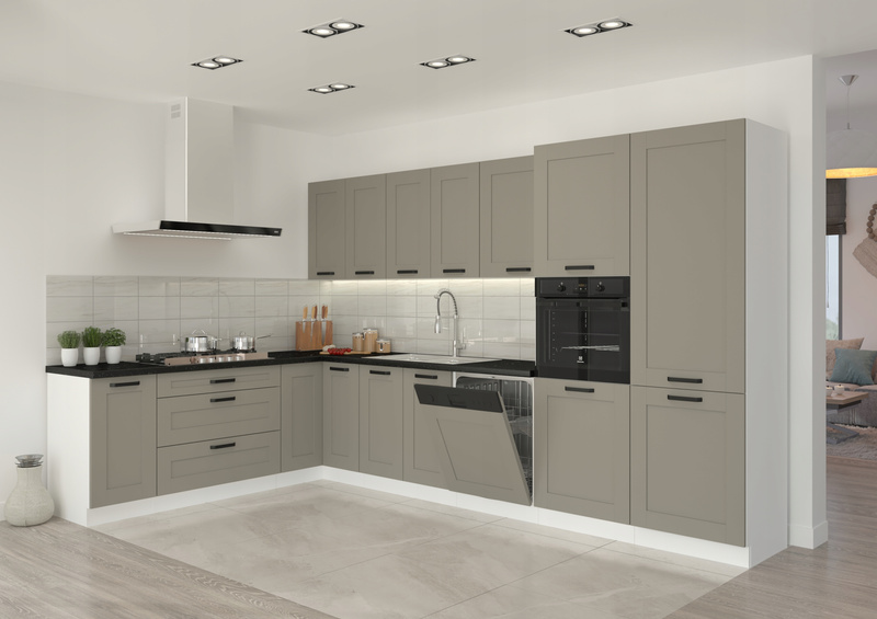 Meble kuchenne zestaw LUNA CLAY GREY / BIAŁY kuchnia szafki 250cm