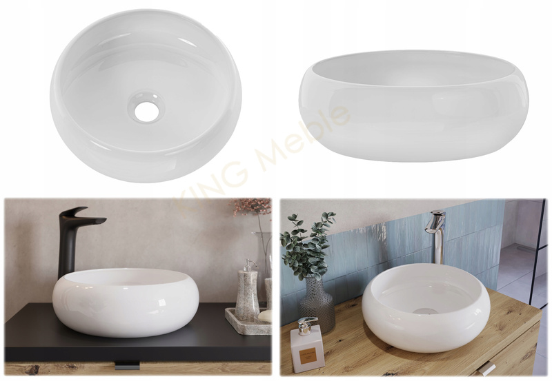 Meble łazienkowe ICONIC WHITE 60, Umywalka nablatowa, Lustro LED, 3 KOLORY