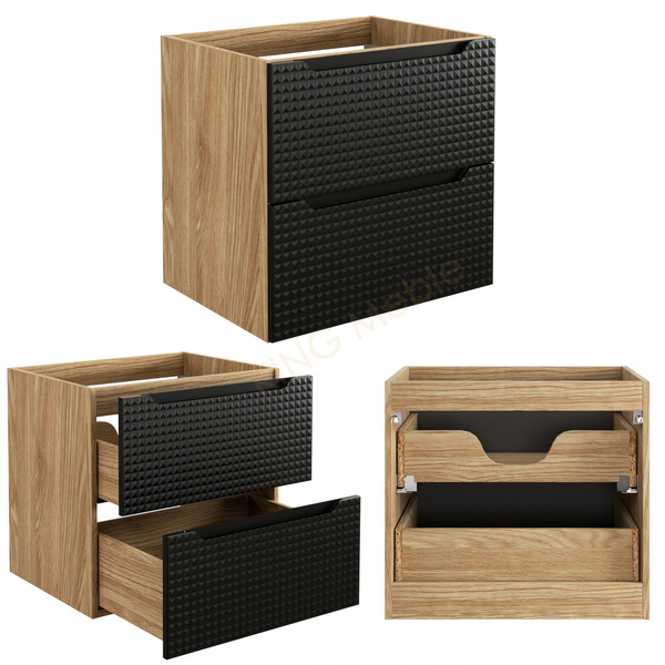 Meble łazienkowe LUXOR BLACK 90, Umywalka nablatowa, Dąb/Czarny, 2 KOLORY