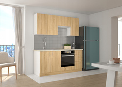 Meble kuchenne SARA DĄB SONOMA/BIAŁY zestaw kuchnia szafki 180cm