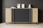 Komoda HELSINKI 150 Dąb Artisan / Czarny Grafit