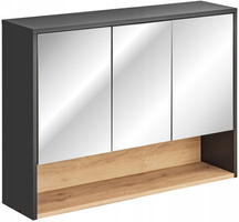 Szafka z lustrem 100cm, Meble łazienkowe BORNEO Szary Kosmos / Dąb Artisan