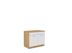 Szafka kuchenna stojąca MARIA 100 cm, Pod zlew, Biały/Dąb Artisan, Meble kuchenne MARIA