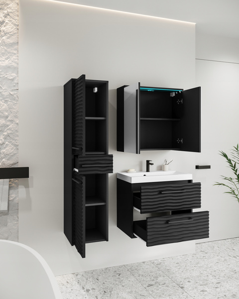 Meble łazienkowe Canada CZARNY GRAFIT FALA MDF
