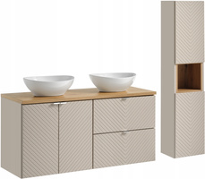 Meble łazienkowe VIVA CASHMERE 120, 2xUmywalka nablatowa, Kaszmir/Dąb Evoke