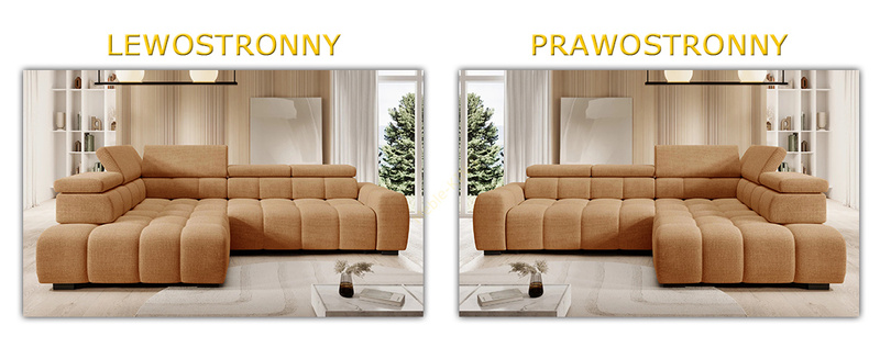 Narożnik BULL L 297cm, Elektryczny wysuw siedziska, Zagłówki