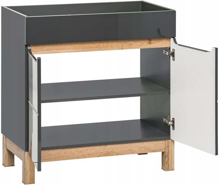 Szafka pod umywalkę 821 80cm, Meble łazienkowe BALI Dąb Craft/Szary Połysk
