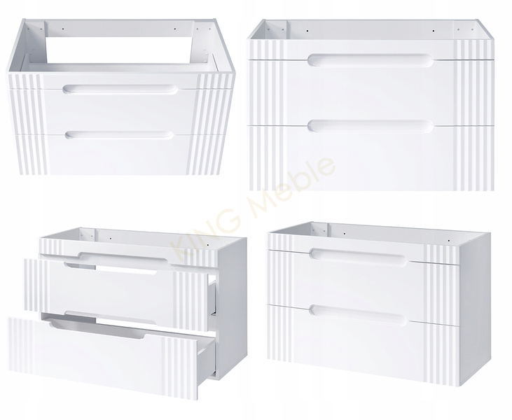 Meble łazienkowe FIJI WHITE 100, Umywalka nablatowa, Lustro LED