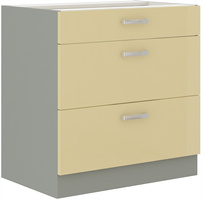 Szafka kuchenna dolna KARMEN 80 D 3S BB KREM POŁYSK / SZARY PLATYNOWY