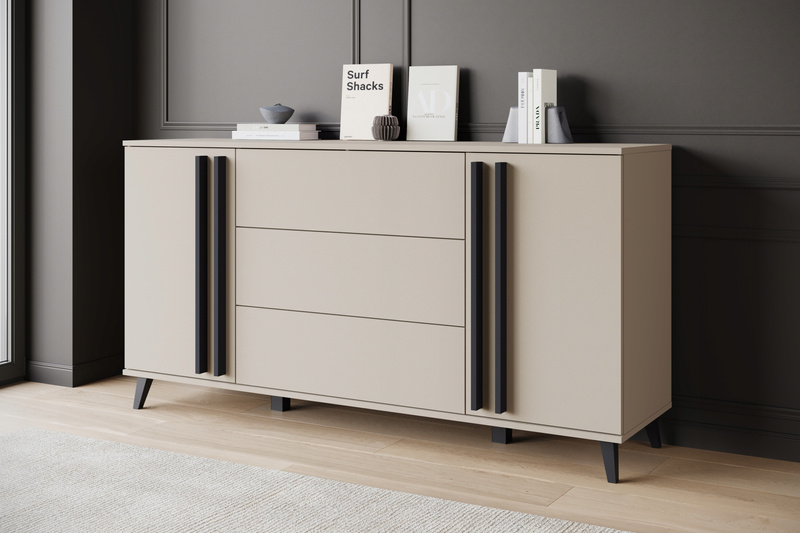 Komoda HELSINKI 150 Dąb Artisan / Czarny Grafit