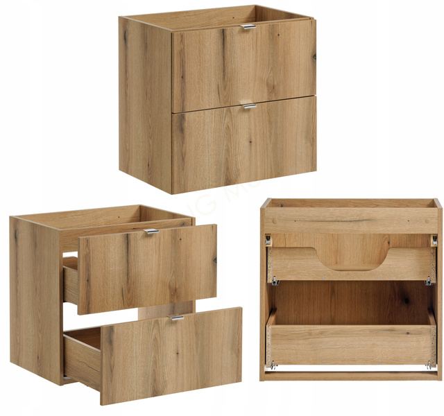Meble łazienkowe NOVA OAK 60-2S, Umywalka nablatowa, Dąb Coast Evoke