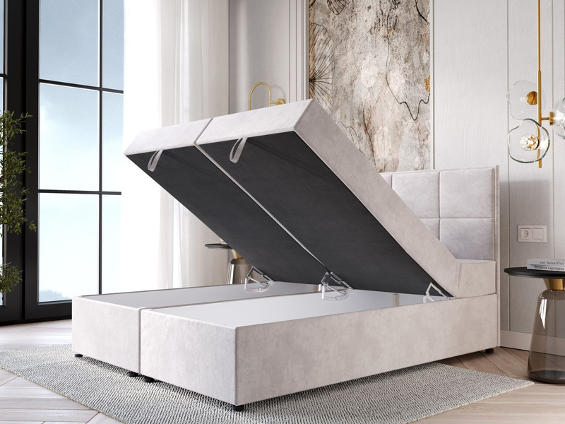 Łóżko tapicerowane, kontynentalne ROMA 140x200 cm, Sprężyny, Pojemniki, Rozmiary