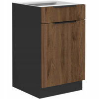 Szafka kuchenna dolna MONZA 50 D 1F 1S BB ORZECH OKAPI / CZARNY MAT