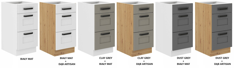 Szafka kuchenna dolna LUNA 40 D 3S BB CLAY GREY / BIAŁY MAT