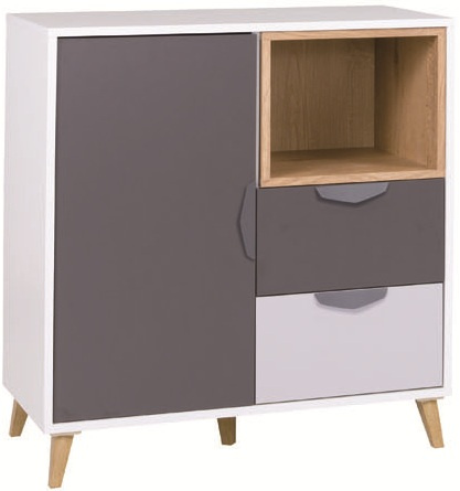 Meble Młodzieżowe JOKER, Zestaw mebli Biały / Grafit / Szary / Dąb Lefkas