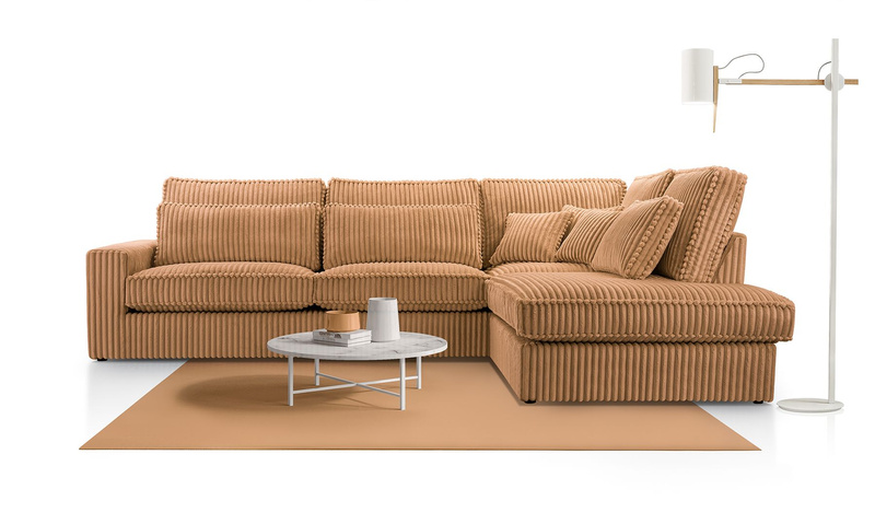 Duży Narożnik do salonu COBRA 314 cm, Rogówka, Ciepły SZTRUKS