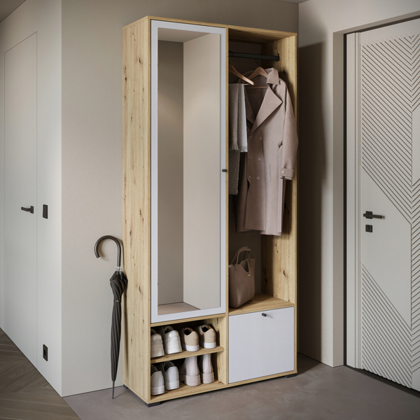 Garderoba DINO, lustro, wieszak SZARY PALLAD