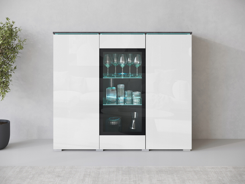 Witryna VERA HIGHBOARD 120 Matera / Biały Połysk