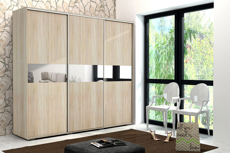 Szafa przesuwna A27 250 / 215 / 62 lustra, różne kolory i rozmiary