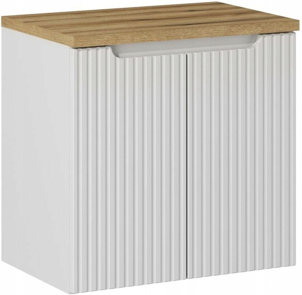 Zestaw meblowy 60cm z blatem, Meble łazienkowe NOVA Biały / Dąb Coast Evoke
