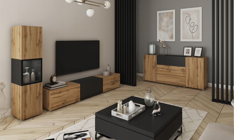 Komoda BERLIN 150 Dąb Wotan / Czarny