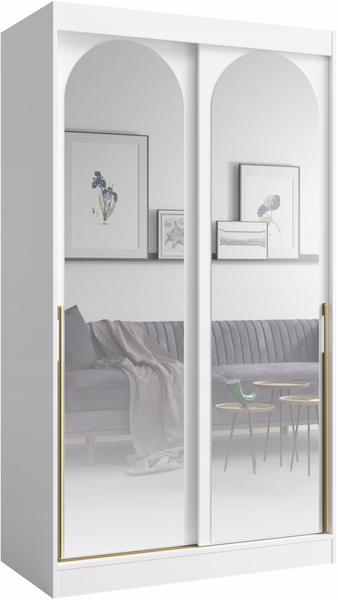 Szafa przesuwna MODIN 120cm, Szafa z Lustrem Biała