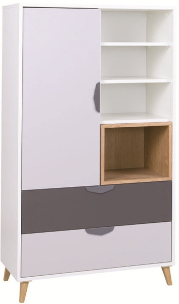 Meble Młodzieżowe JOKER, Zestaw mebli Biały / Grafit / Szary / Dąb Lefkas