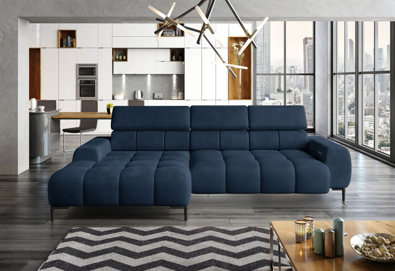 Narożnik PLAZA S 270 cm, Elektryczna regulacja siedziska, Zagłówki