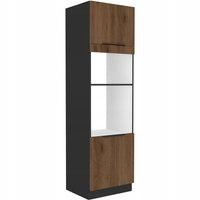 Szafka kuchenna słupek MONZA 60 DPM-210 2F ORZECH OKAPI / CZARNY MAT