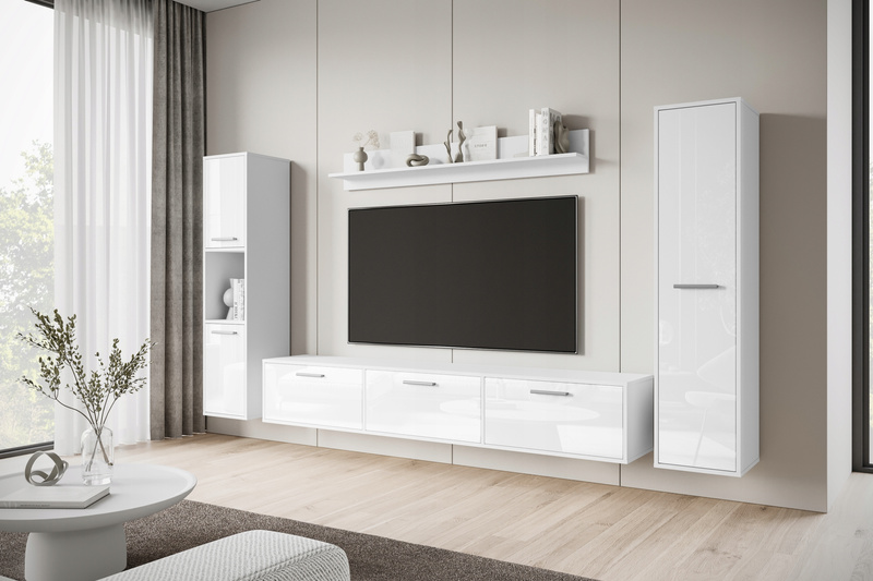 Meblościanka Zestaw mebli BOGOTA XL salon Dąb Wotan / Biały Połysk