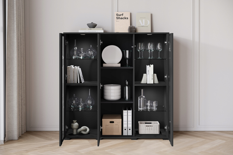 Komoda wysoka CARO 120cm Czarna