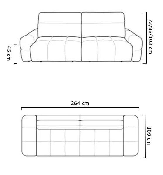 Sofa rozkładana MATEO Bigsofa 264 cm, Elektryczny wysuw siedziska, Zagłówki