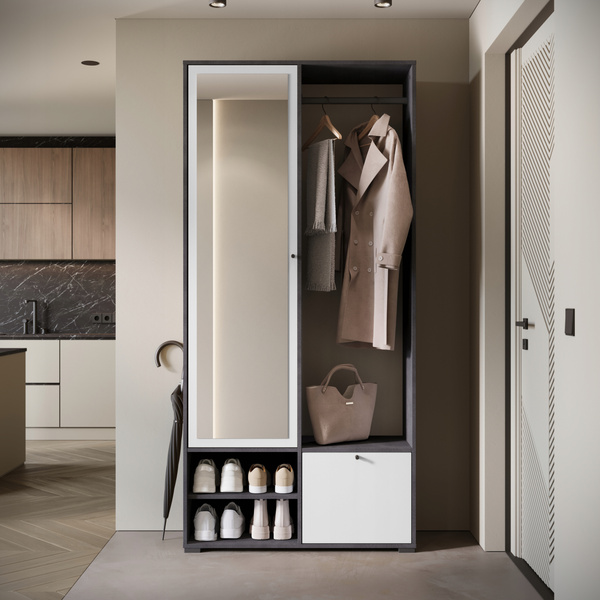 Garderoba DINO, lustro, wieszak MATERA / BIAŁY