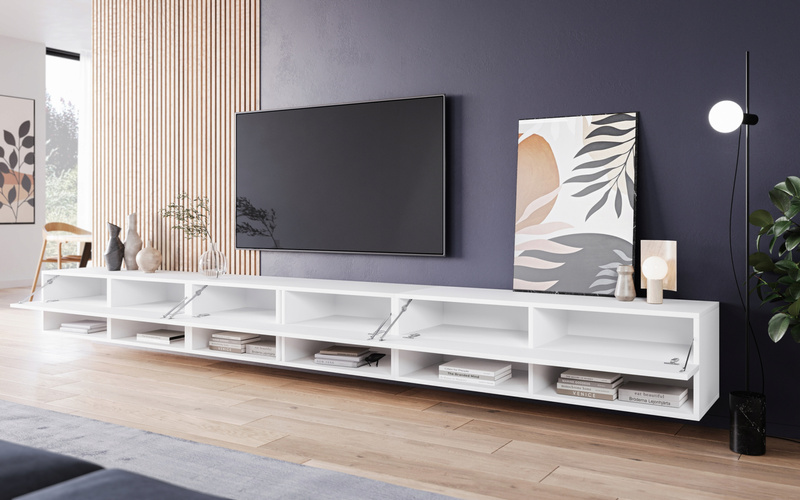 Szafka RTV Lowboard A 300cm BIAŁY / BIAŁY POŁYSK