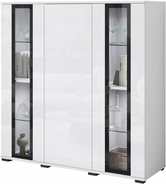 Komoda wysoka CARO 120cm Biały / Biały Połysk